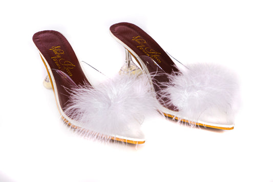 Ostrich Fur Kitty Heels